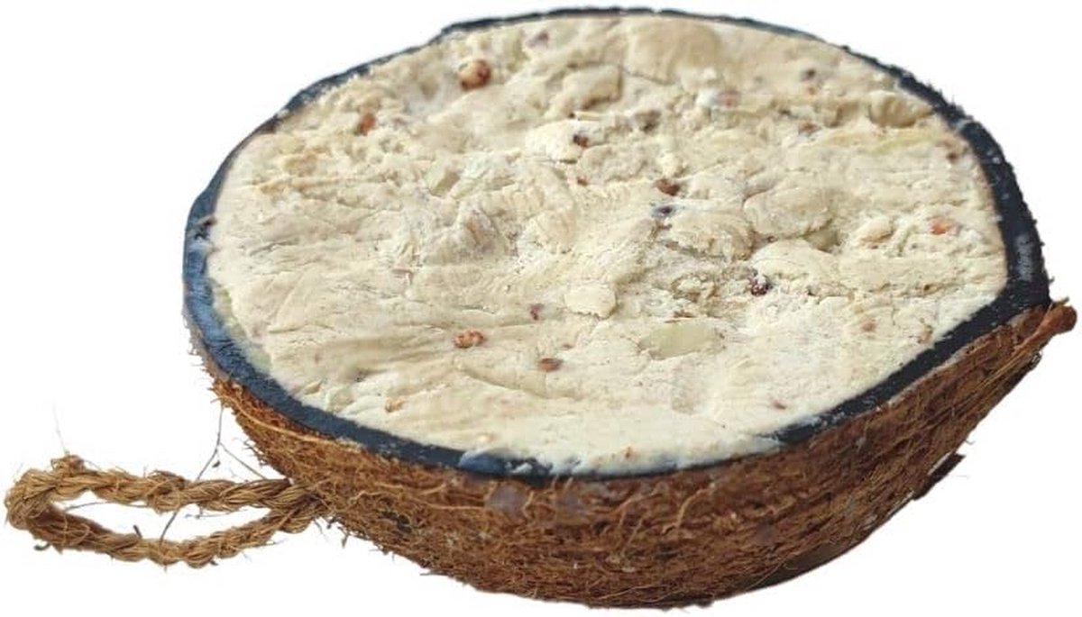 Tit Snack in Half Coconut with Peanuts - Energy-Rich Bird Food for Year-Round Feeding