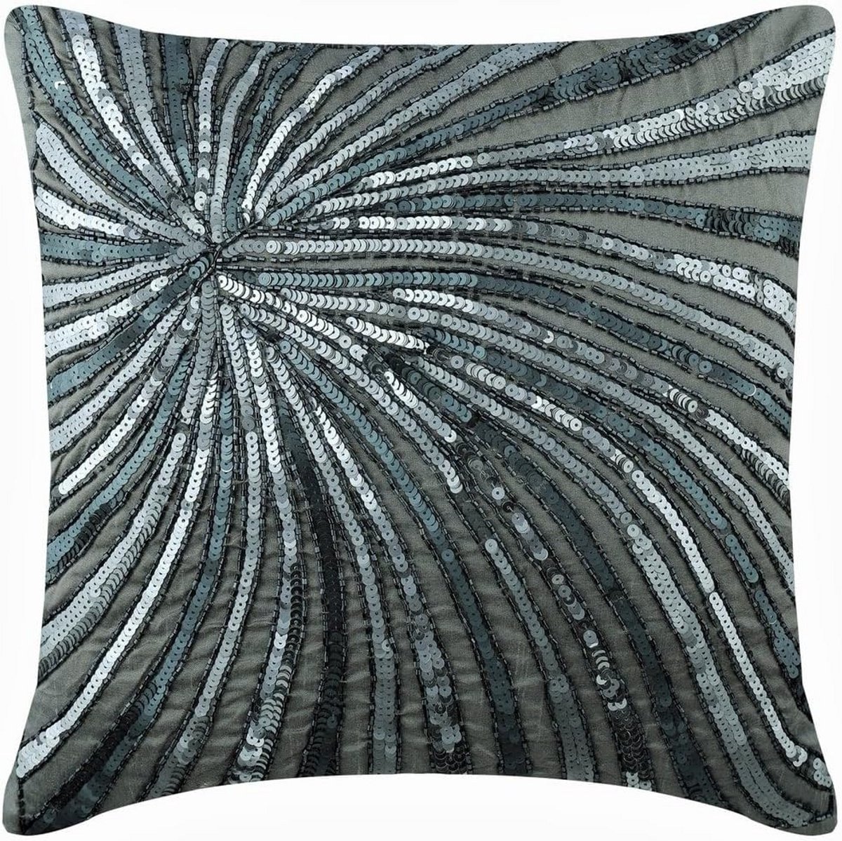 Luxe Sierkussens Grijs & Zilver Set van 2 - Kunstzijde Abstract Modern