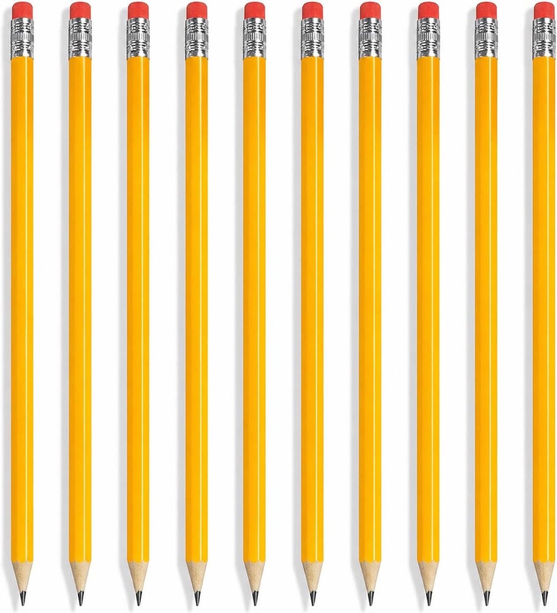80 stuks HB potloden met gum, voorgeslepen en 18,8 cm lang, ideaal voor school, kantoor en schetsen