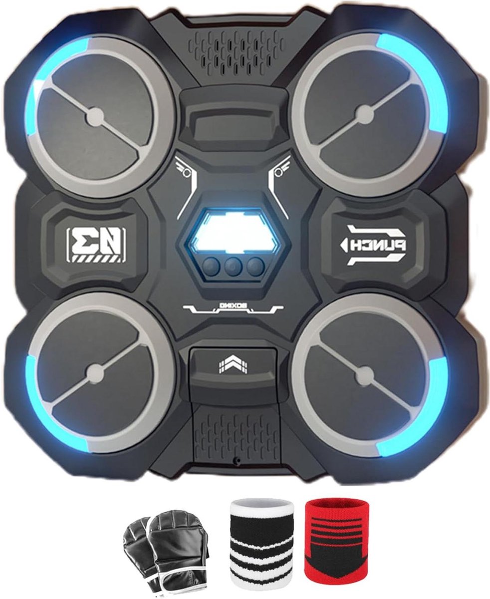 Wandboksmachine - Fitnessapparaat - Thuis sporten - Met muziekfunctie - 38.5 x 31 x 9 cm - Zwart