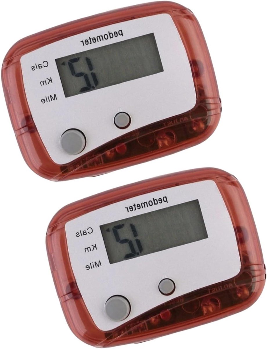 Stap Teller - Fitness Tracker - Wandelen Bijhouden - Met Clip - One Size - Rood