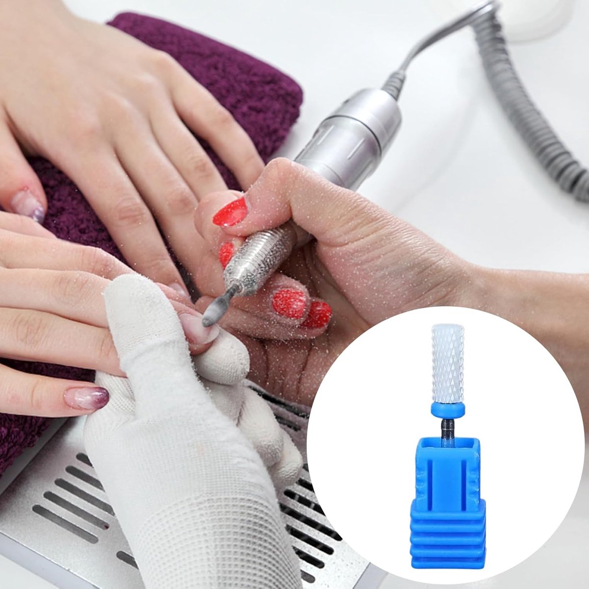 Keramische Nagelbits - Nagelboor Bits - Nagelriem Reinigen - Stofdichte Containers - 2.35 mm Schacht - Wit