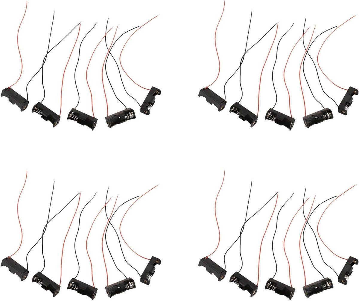 Batterij Opslag Clips - Cel Houders - Batterijen Organiseren - Met Draad - 20 Stuks - Zwart
