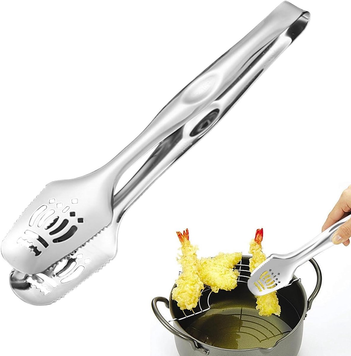 Metalen Keukentang - Barbecue Tang - Serveren van Voedsel - Ergonomische Grip - 28 cm - Zilver