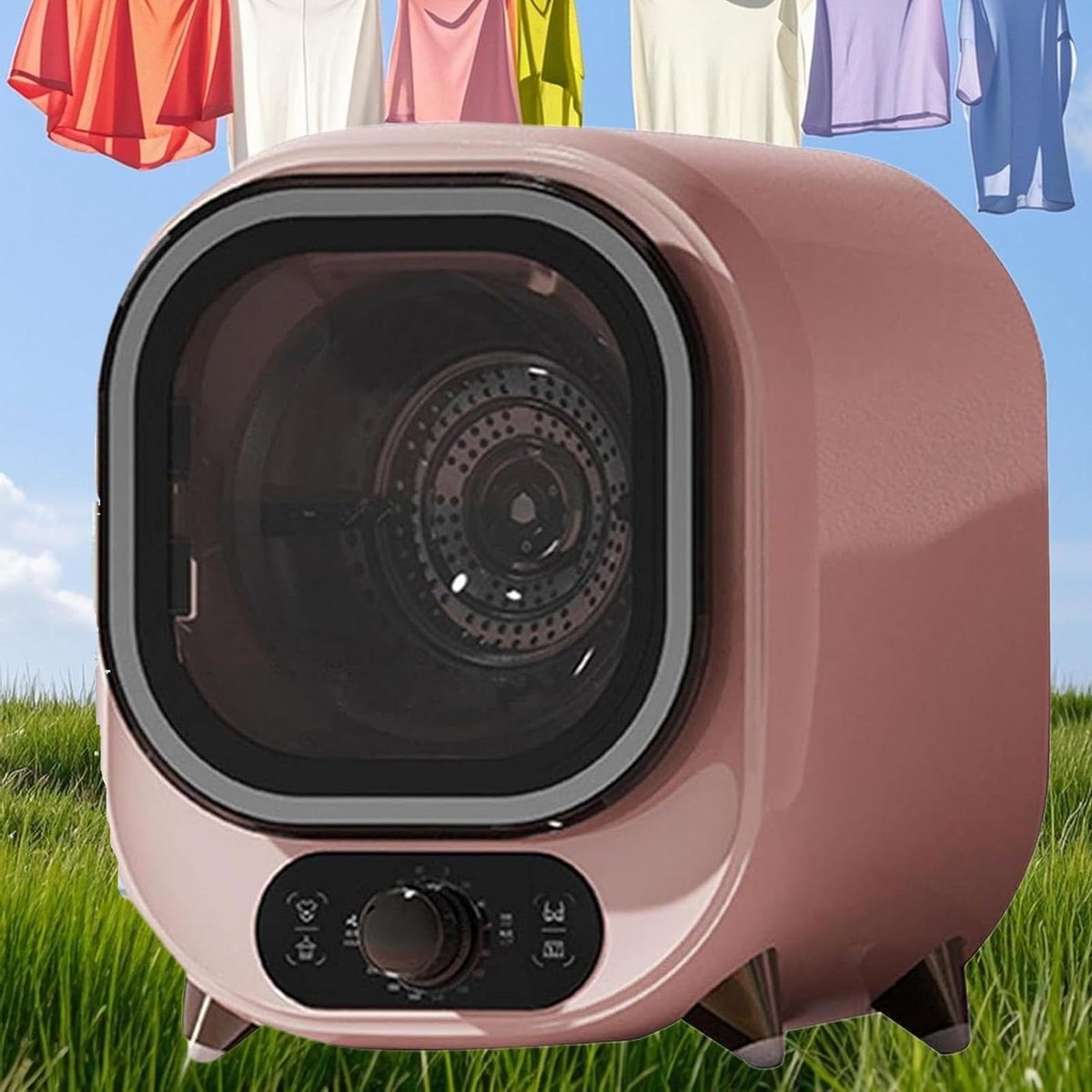 Draagbare Condensdroger Mini Wasdroger Kleding Drogen Dubbele Temperatuur Sensor 08 Kg Capaciteit Roze