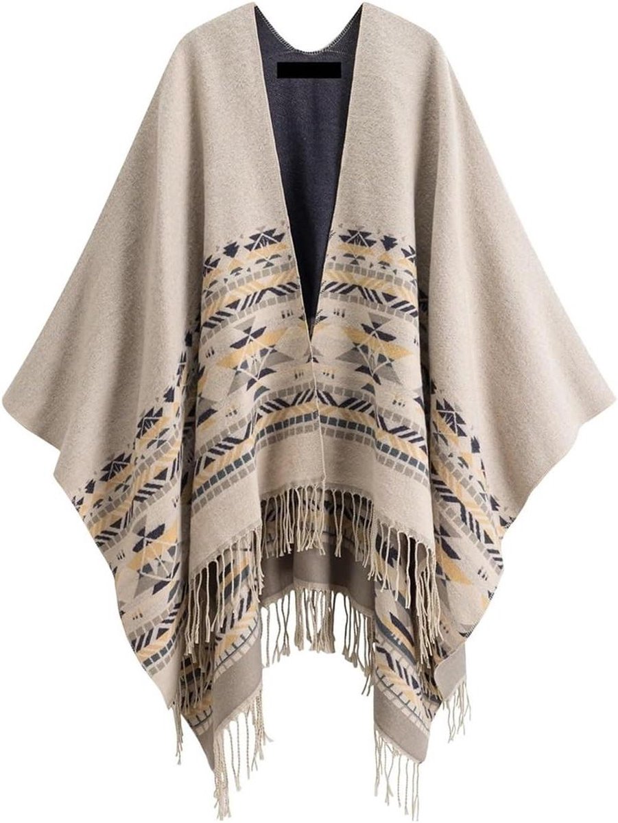 Etnische Poncho - Dubbelzijdige Mantel - Reizen Buiten - Warme Wikkel - 50g - Meerdere Kleuren