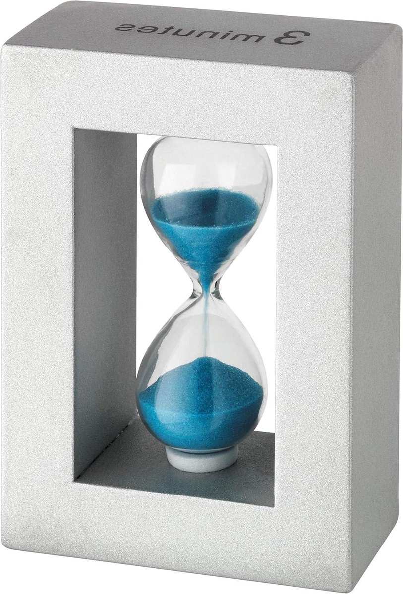 Zandloper - Timer - Koken en Spelletjes - Drie Minuten Looptijd - 72 x 36 x 101 mm - Blauw