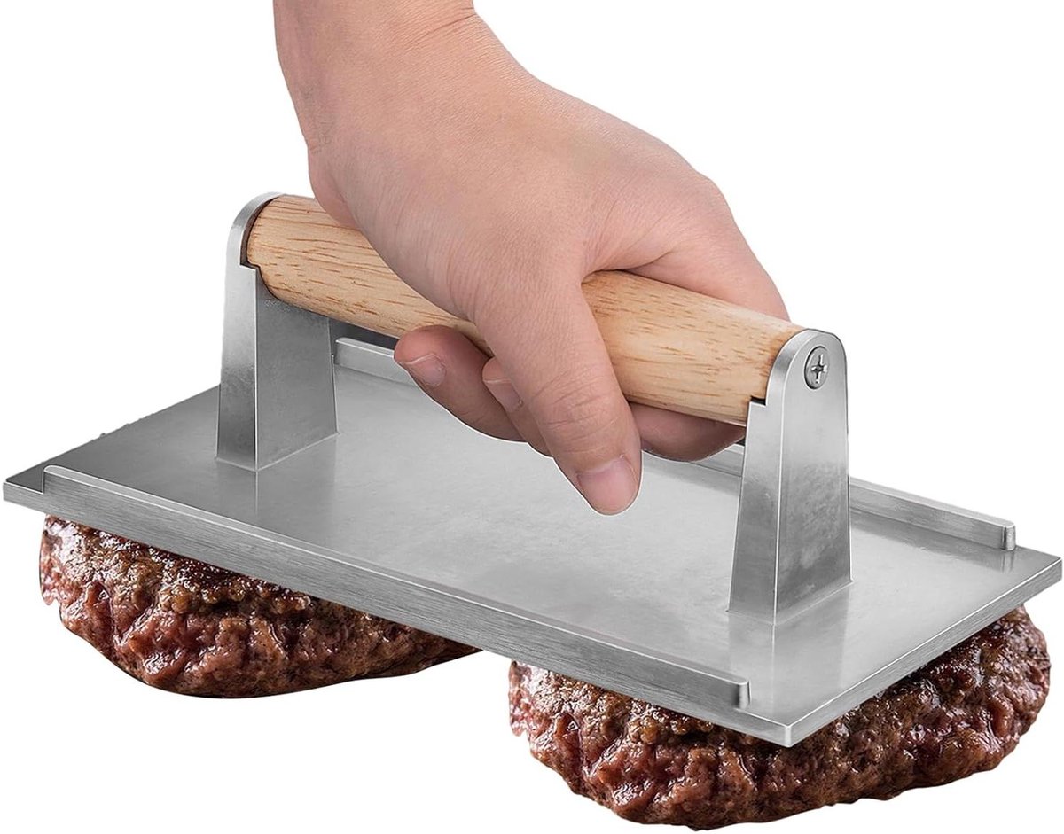 Hamburgerpers - Vleespers - Steak Koken - Gietaluminium - 21.5 cm - Zilver