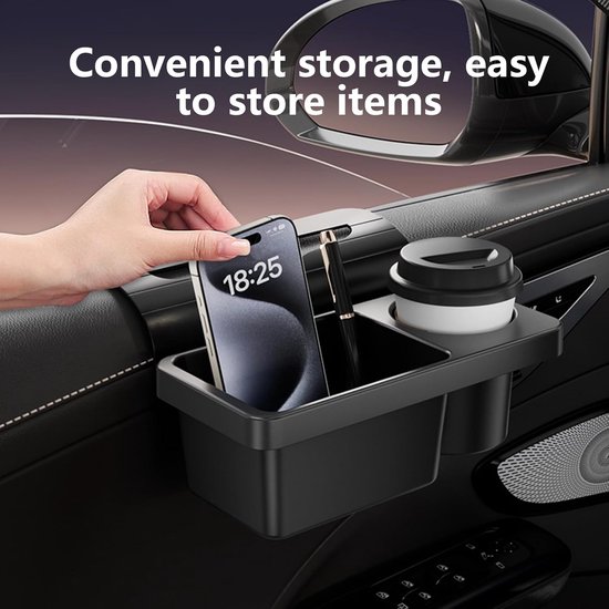 Auto Organizer - Bekerhouder Deur - Reizen en Woon-werkverkeer - Multifunctioneel Ontwerp - 23 x 18 x 11 cm - Zwart — afbeelding 4