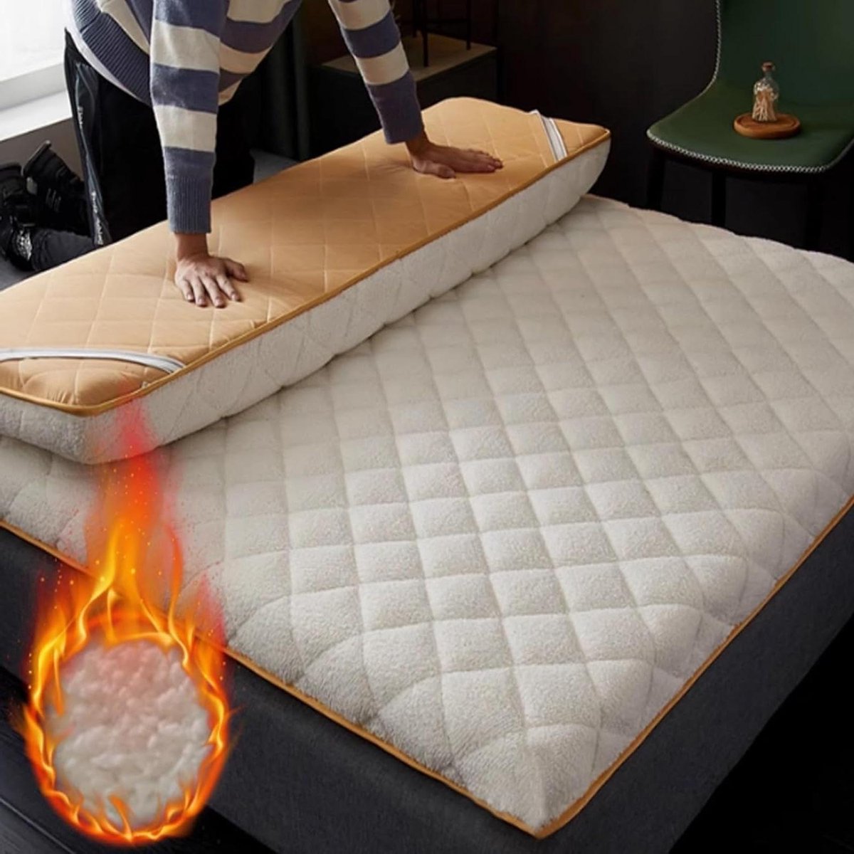 Japanse vloermatras - Draagbare futon - Ruimtebesparend slapen - Ergonomisch ontwerp - Volledige maat - Grijs