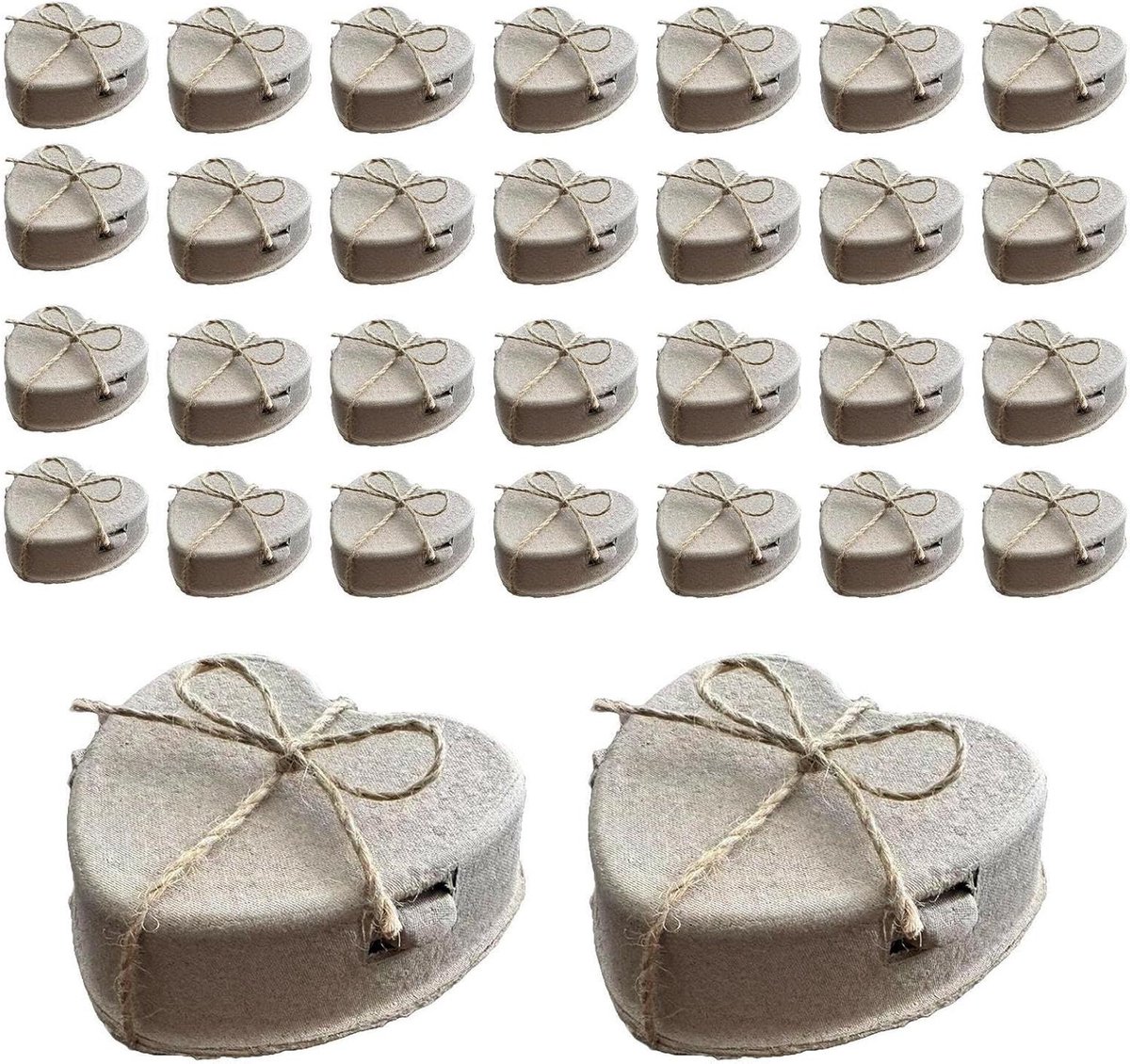 Hartvormige Eierdoos - Eihouderbak Opbergbak - Keuken Organiseren - Met Touwhandvat - 30 Stuks - Natuurlijk