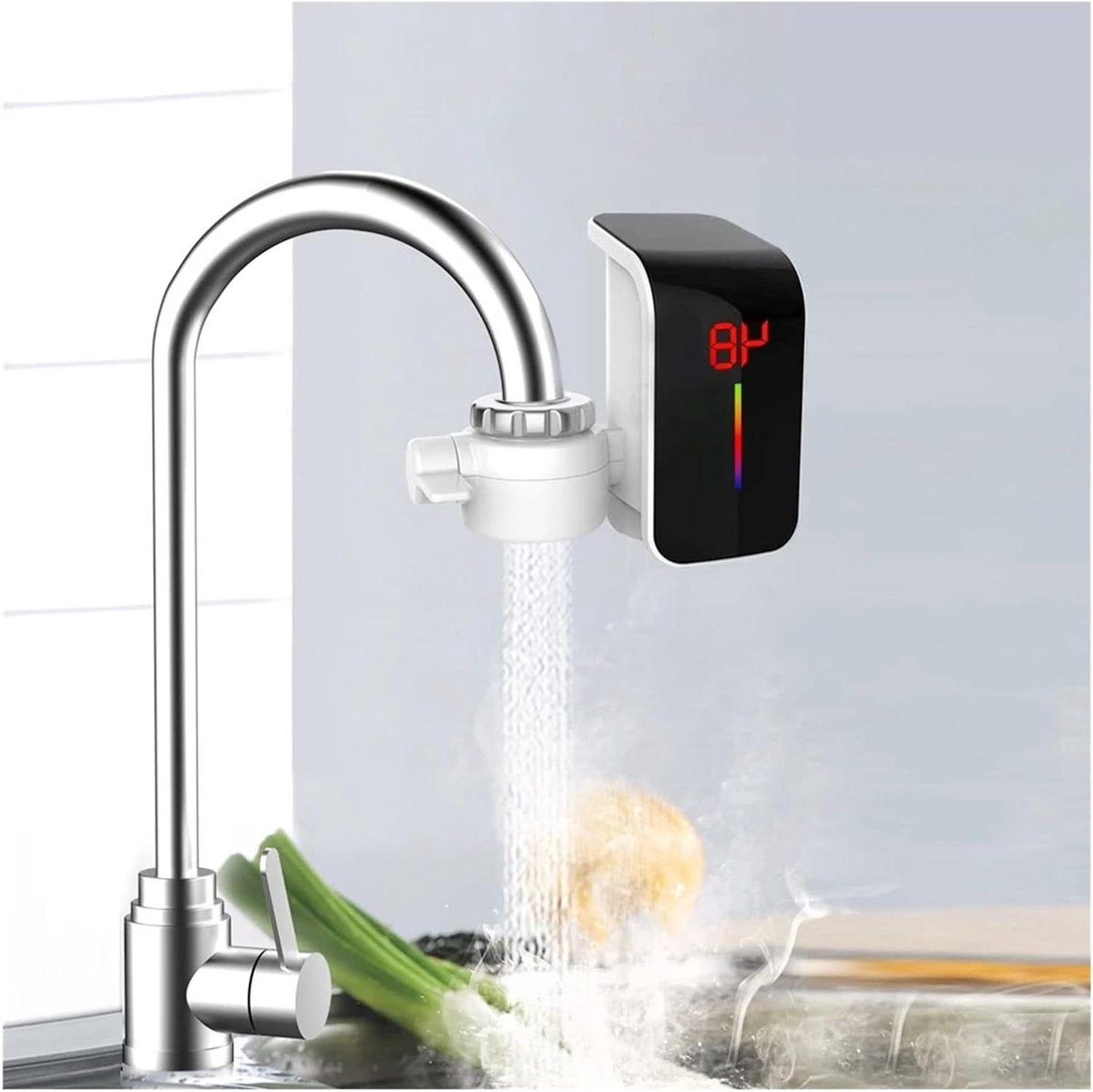 Directe warmwaterkraan - Elektrische boiler kraan - Direct warm water - Roestvrijstalen verwarmingselement - 1.5m snoer - One Color