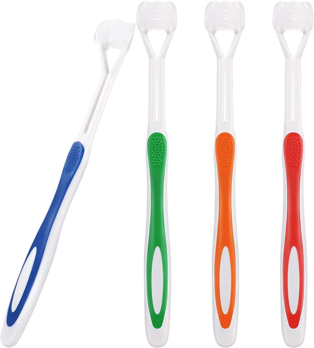 Set van 4 Sensory Tandenborstels voor Autisme, Reis Tandenborstel met Drie Borstels, Ideaal voor Kinderen, Volledige Mondverzorging, Zachte Borstels voor Effectieve Tandreiniging