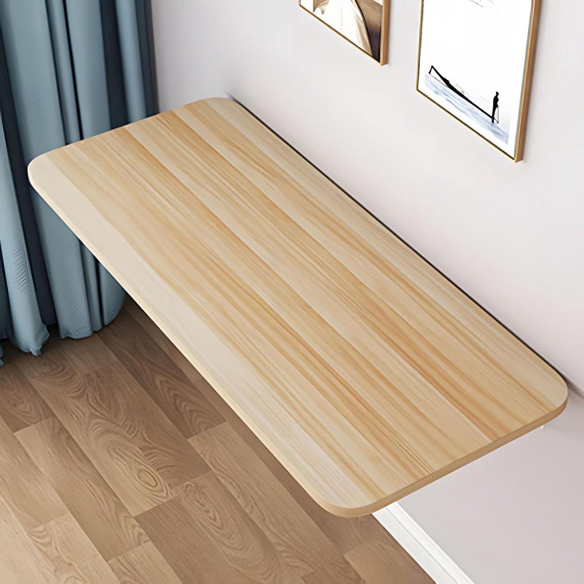 Inklapbare wandtafel - Zwevende eettafel - Ruimtebesparend werken - Compact opvouwbaar design - 100x50cm - Houtkleur