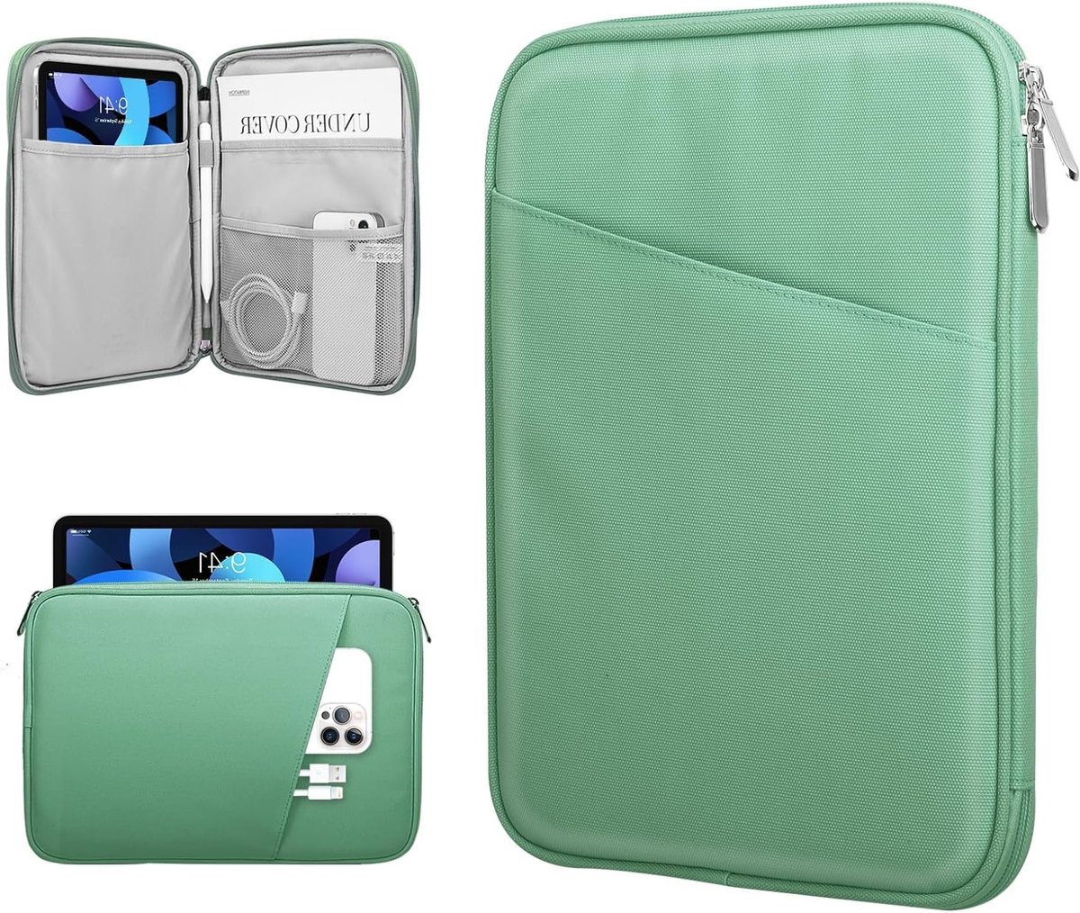 Tablethoes voor 9-11 inch iPad Air, iPad Pro, en Tab S9 - Bescherming, Stijl en Functionaliteit in Bodhi Groen
