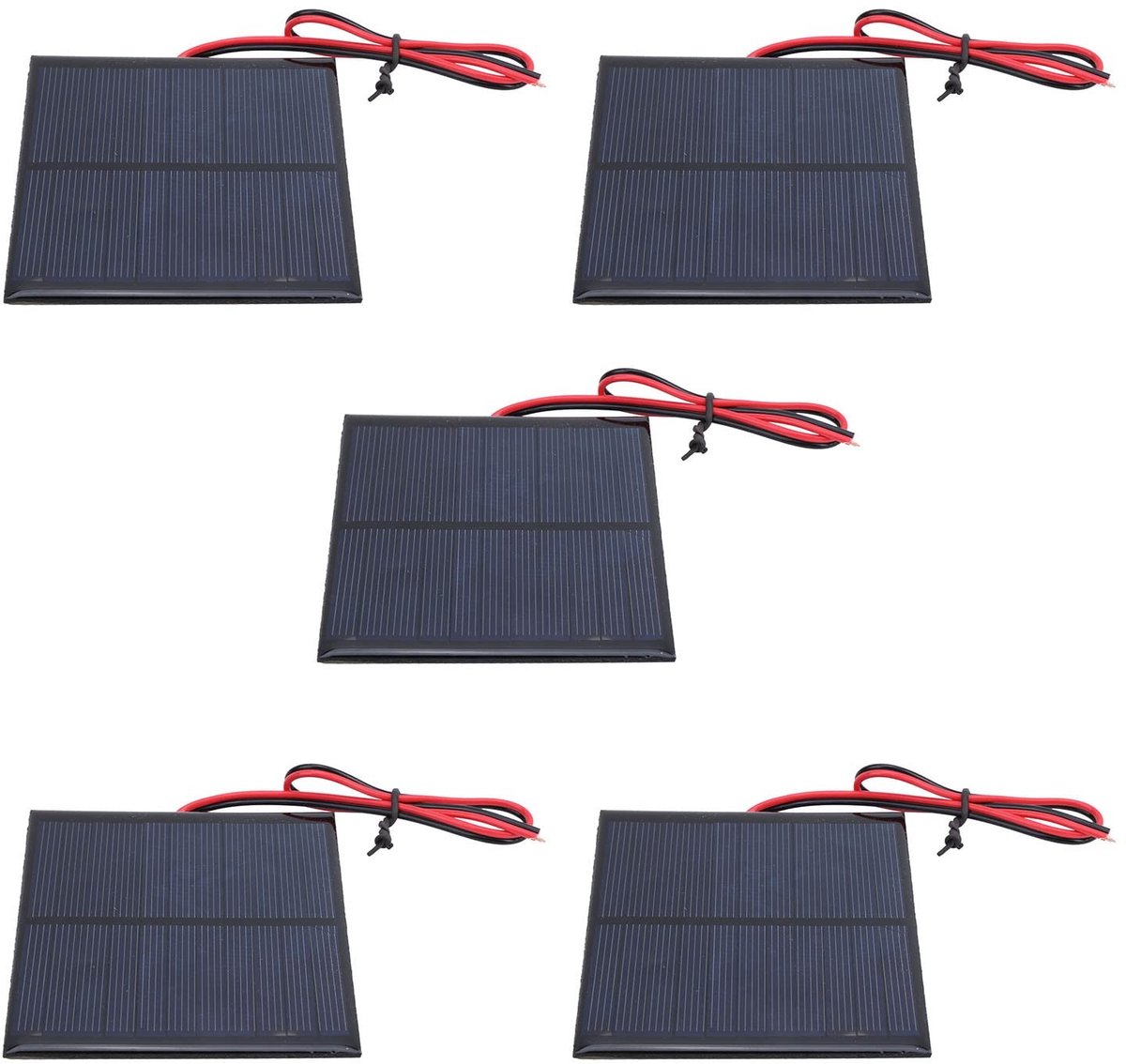 Dailygoody - Mini Zonnepaneel - Zonne-energie Module - 5 Stuks - 30 CM Draad - Efficiënt en Compact - Geschikt voor Onderzoek en Verlichting - Zwart