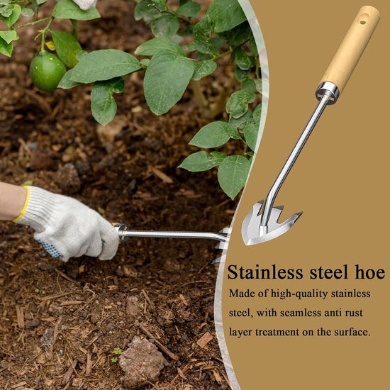 Tuin Trekker - Onkruidverwijderaar - Netten Tuinieren - Roestvrij Staal - 2.3mm - Houtkleurig — afbeelding 4