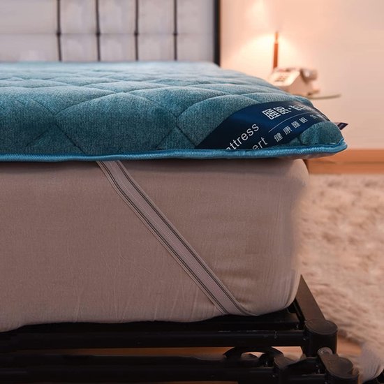 Japanse Slaapmat - Opvouwbare Futon - Comfortabel Slapen - Meerlaags Ontwerp - 150 x 200 cm - Blauw — afbeelding 2