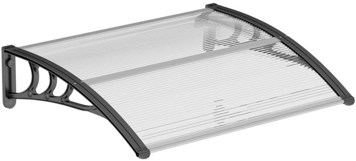 Entree veranda luifel, buitenluifel, gemaakt van duurzaam polycarbonaat en aluminiumlegering, biedt bescherming tegen regen en UV-straling geschikt voor terrassen en balkons, afgeschikt vooringen 100 x 75 cm.