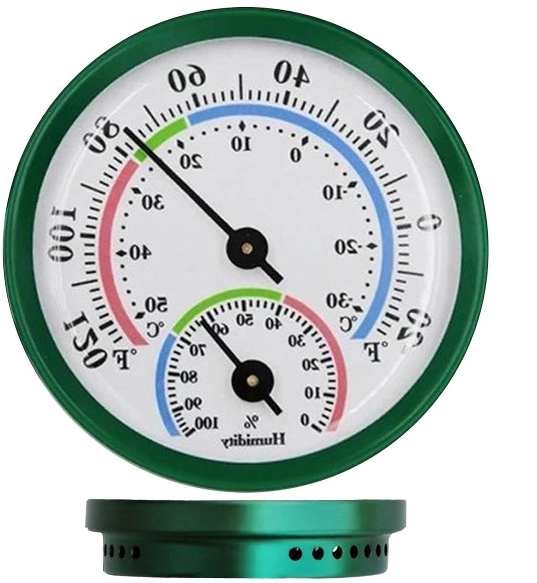 Binnentemperatuur Meetapparaat - Luchtvochtigheid Meetinstrument - Omgeving Monitoren - Batterijvrij Mechanisme - 85 cm - Zilverkleurig