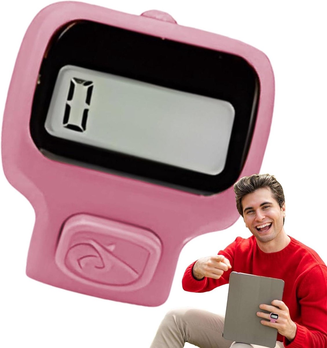 Handmatige Teller - Digitale Vingerteller - Activiteiten Tellen - Met LED Licht - 9 cm Lengte - Roze