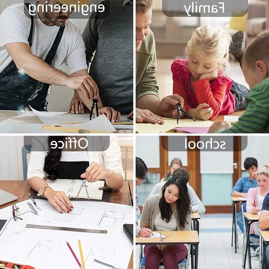 Professionele Geometrische Compassen Set van 2 voor Nauwkeurig Tekenwerk, Wiskunde en Ontwerpen met Extra Vulpen Lood — afbeelding 4