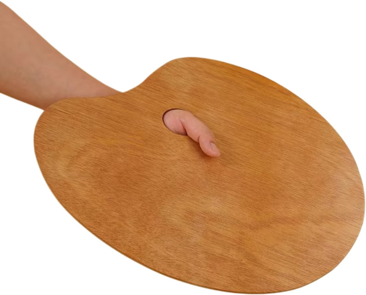 carmdering - Houten Palet - Schilderspalet - Verfpalet - 40×30 cm, lichtgewicht, duimgat - Neutrale houtkleur, ultra glad - Voor olieverf, acryl en aquarel - Perfect voor beginners en gevorderden - Links- en rechtshandig