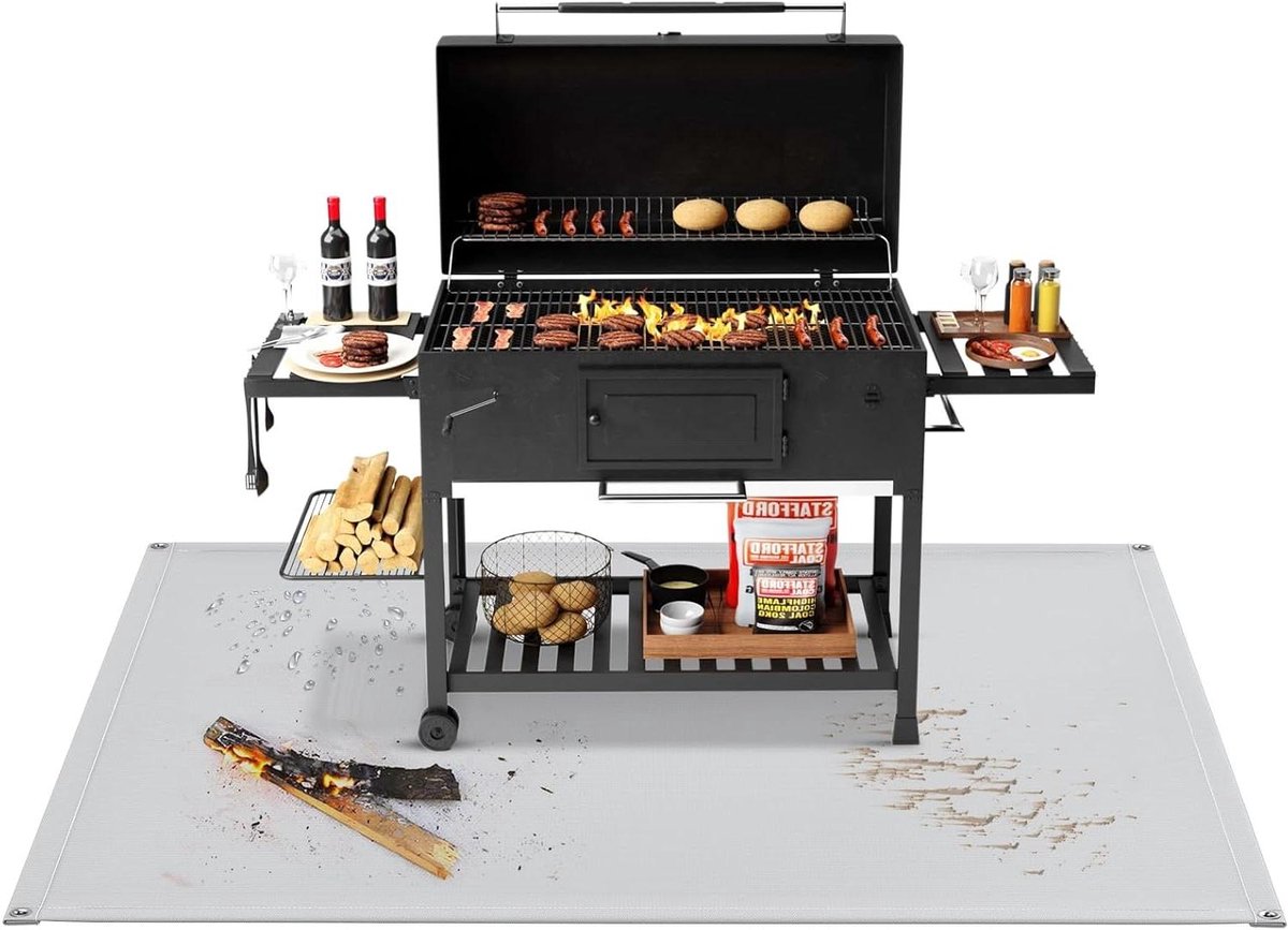 Grillmat - Vuurvaste pad - Buiten koken - Hittebestendig tot 800°C - 137x137 cm - Zwart