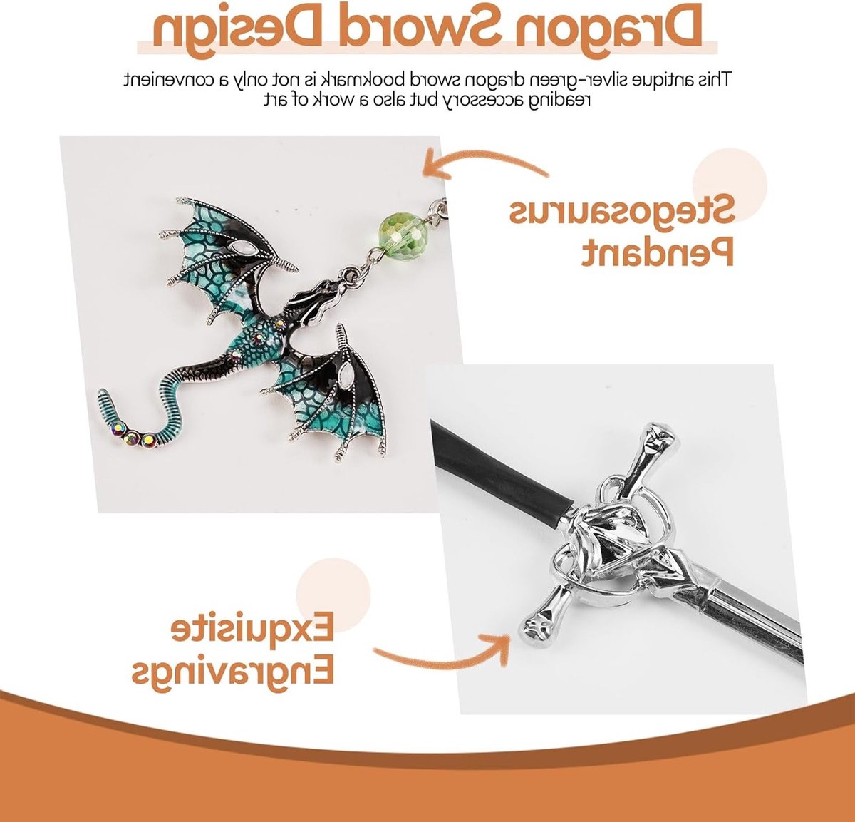 2 Stuks Metalen Boekenleggers met Zwaard en Draak, Persoonlijke Boekenleggers met Kristal, Creatieve Cadeaus voor Boekenliefhebbers en Vrouwen