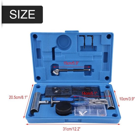 Bandenreparatieset - Lekke Banden Kit - Noodgevallen Onderweg - Zware Constructie - 67 Delig - Blauw — afbeelding 5