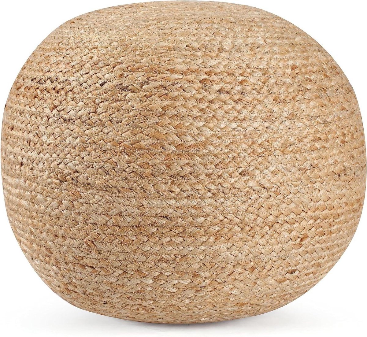 Jute Poef - Ronde poef - Ontspanning thuis - Handgemaakt en natuurlijk - 45x30cm - Beige