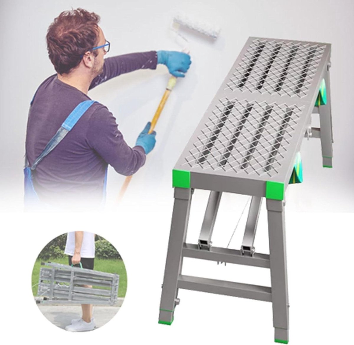 Werkplatform Steiger - Opvouwbaar Platform - Klusklussen Buiten - In Hoogte Verstelbaar - 160 cm Lengte - Staal