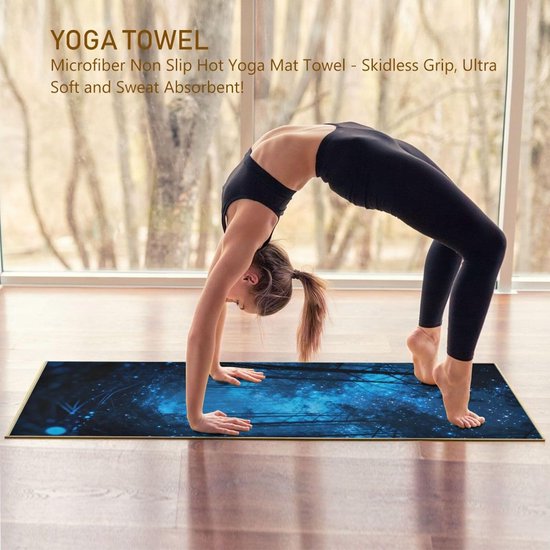 Yogamat Handdoek - Antislip doek - Workout Stabiliteit - Zweetabsorberend Suede - 185 x 69 cm - Blauwe Bossen van Yogamat — afbeelding 2