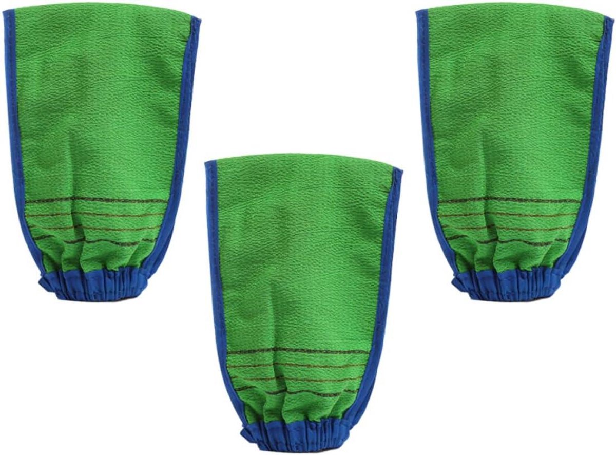 Badhandschoenen Set - Scrubwanten - Huidvernieuwing - Zachte Bamboevezel - 3 Stuks - Groen