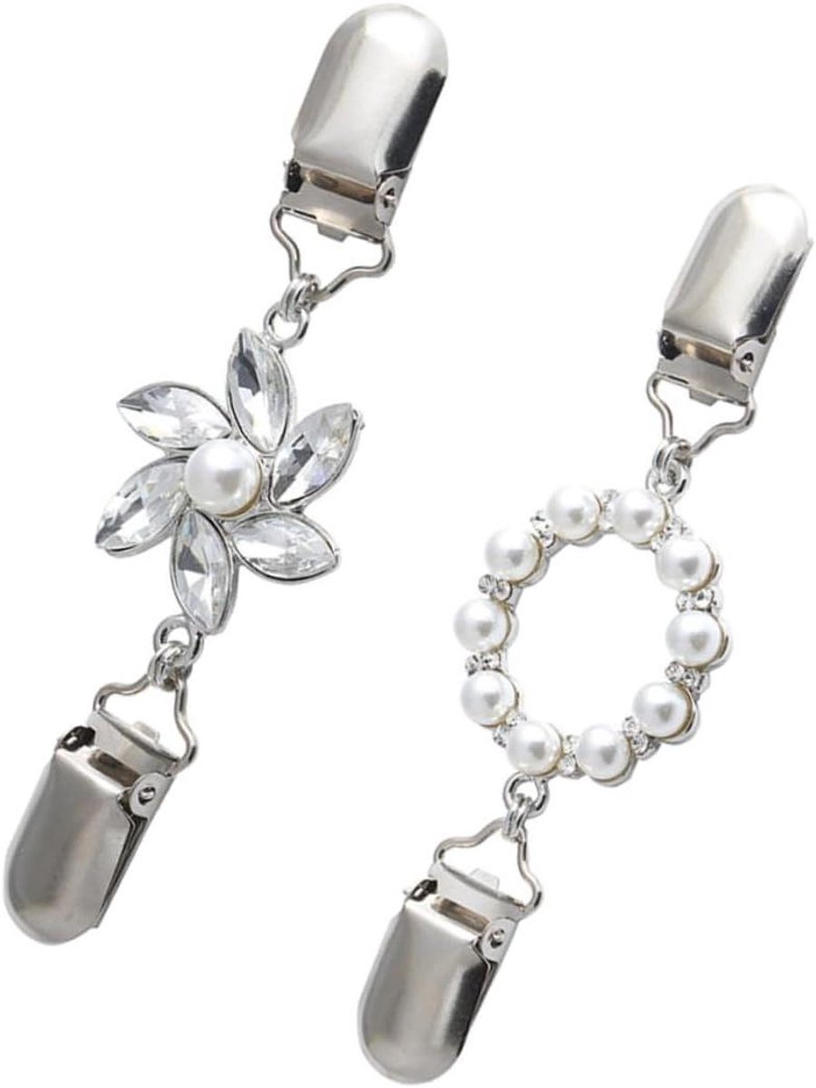 Dames Vest Clips - Trui Broches - Kleding Versieren - Imitatie Parel - 12.5 cm - Zilver