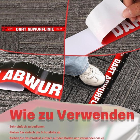 Dart Werp Lijn - Teerlijn Sticker - Spel Opstelling - Krachtige Lijm - 2 Stuks 56x5cm - Zwart van Dart — afbeelding 3