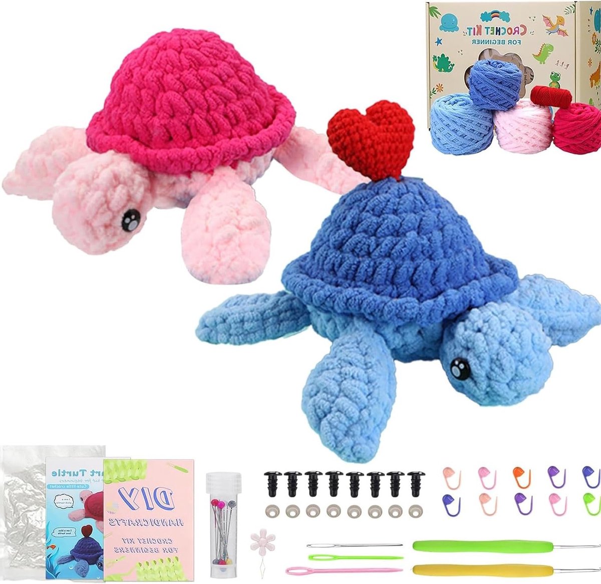 Haakset voor Beginners met Dierenontwerpen, DIY Haaknaalden voor Kinderen en Volwassenen, Inclusief Stapsgewijze Video-instructies en Perfect voor Verjaardagscadeaus