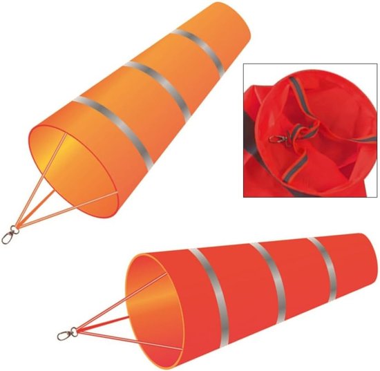 Windzak Meet Instrument - Windzak Windmeter - Windrichting Meten - Reflecterende Riem - 60 cm - Oranje Grijs — afbeelding 2