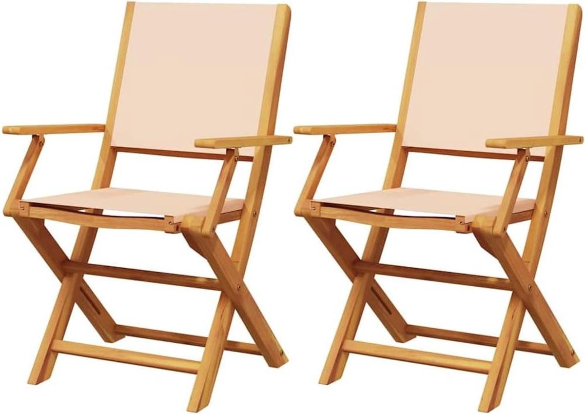 Tuinstoelen - Lounge stoelen - Buiten Zitten - Inklapbaar Ontwerp - 54 x 57 x 91 cm - beige