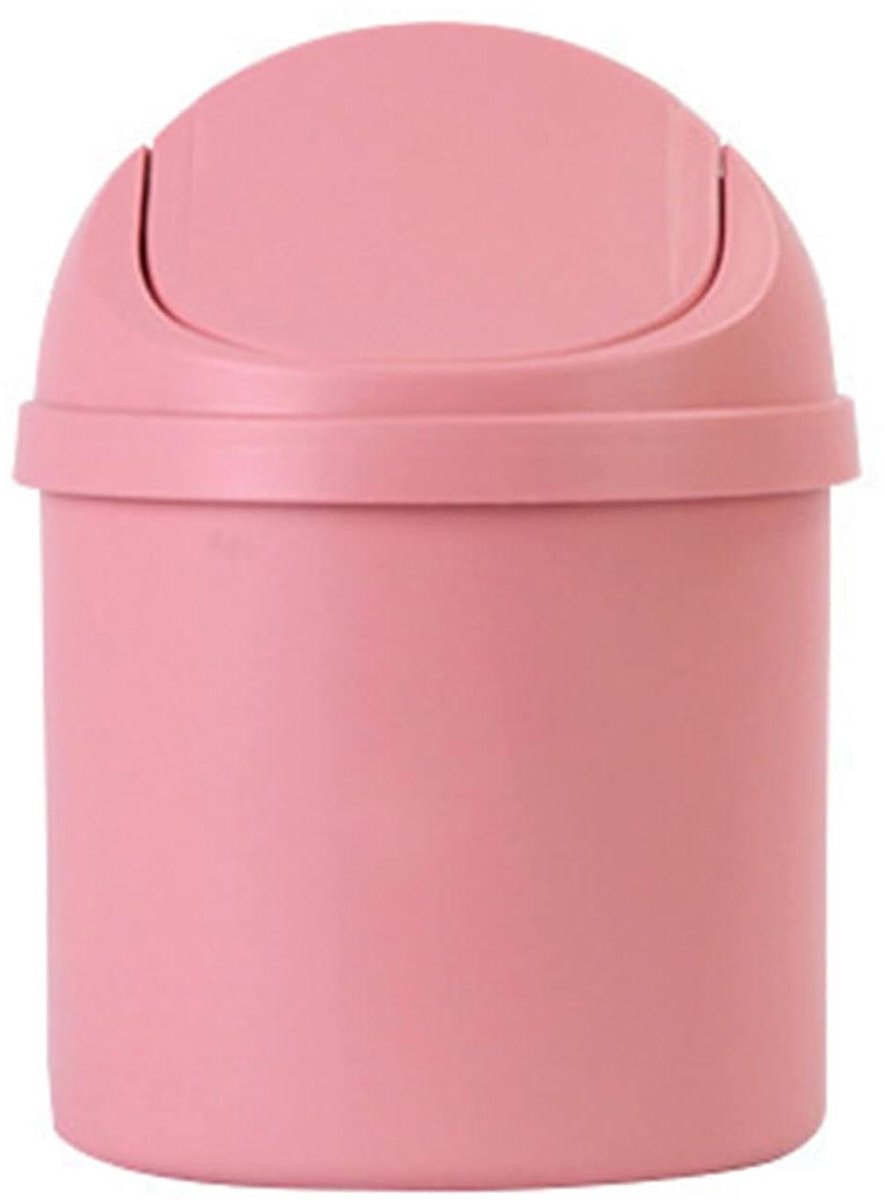 Mini Prullenbak - Tafel Afvalbak - Bureau Opruimen - Met Deksel - 2500 cc - Roze