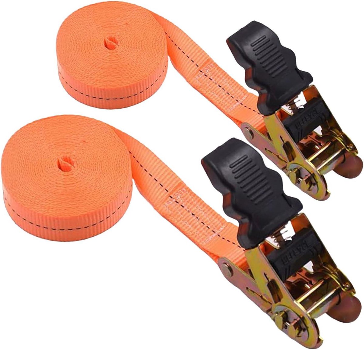 Spanbanden met Ratel - Sjorbanden Bevestigingsbanden - Lading Zekeren - Zonder Haken - 10 meter - Oranje