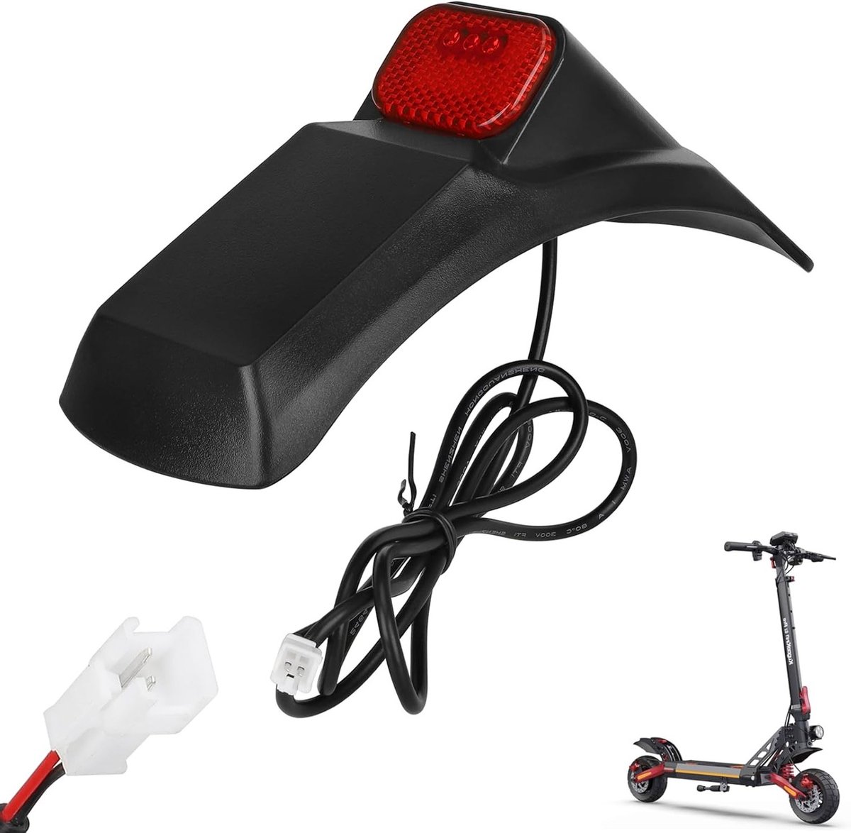 Achterspatbord met Achterlicht voor Elektrische Scooter, Inclusief Lege Kentekenplaat, LED Achterlichten en Veiligheidslicht