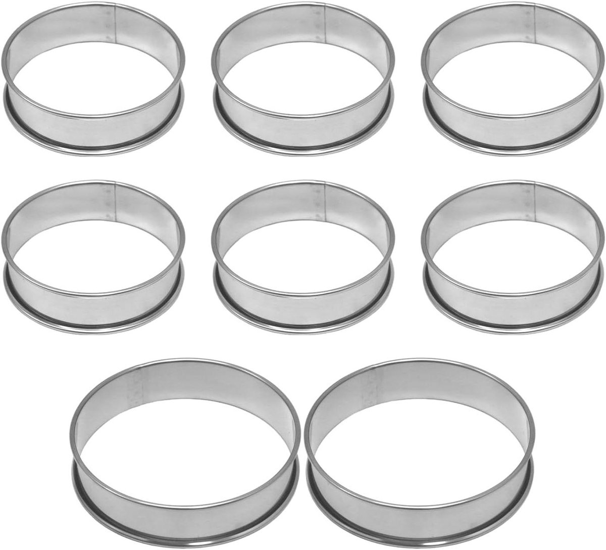Broodringen Set - Bakringen Toastringen - Muffins Bakken - Roestvrij Staal - 8 & 10 Cm - Zilver