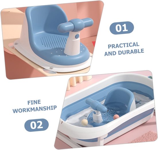 Baby Badzitje - Blauw - Met Sterke Zuignappen - Veilig & Ergonomisch Douche Stoeltje voor Baby’s - Anti-Slip & Comfort van Merkloos — afbeelding 5