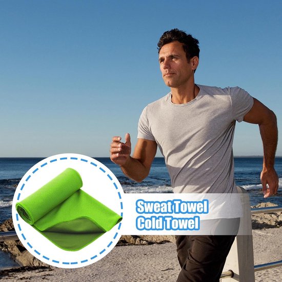 Koeldoek - Sportdoek Zweetdoek - Directe Verkoeling - Hyperverdampende Mesh - 30 x 90 cm - Groen — afbeelding 4