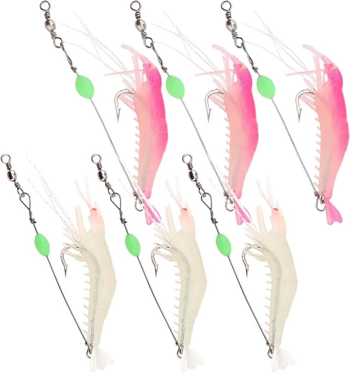 Kleurige Zachte Garnalen Aas voor Zoutwater Vissen, Luminous Silicones met Haken voor Forel, Baars en Zalm