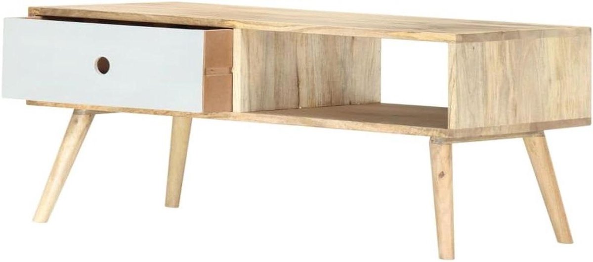 Salontafel Mangohout - Bijzettafel Lade - Woonkamer Inrichten - Handgemaakt Uniek - 90x50x40 cm - Bruin