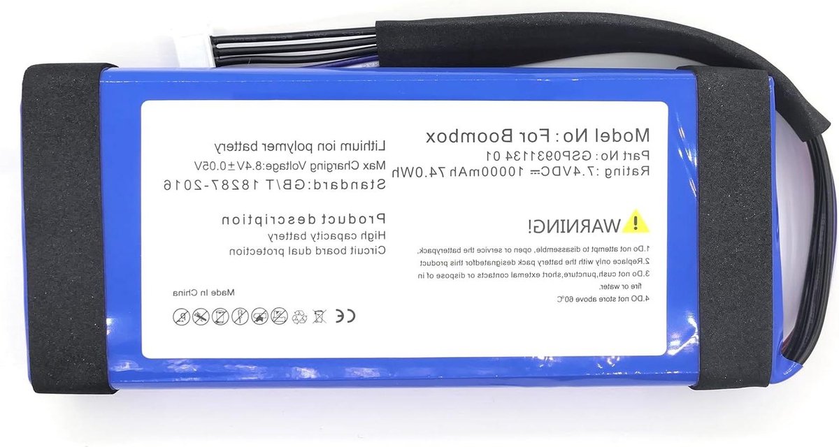 Draadloze Accu - Vervangende Batterij - Audioapparatuur - Hoge Capaciteit - 7.4V - Zwart