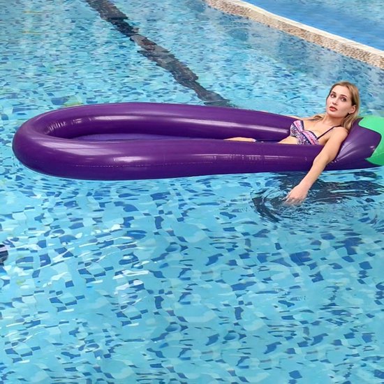 Opblaasbaar Vlot - Luchtbed Zwembad - Ontspannen in Water - Aubergine Vorm - 250 x 110 cm - Paars — afbeelding 5