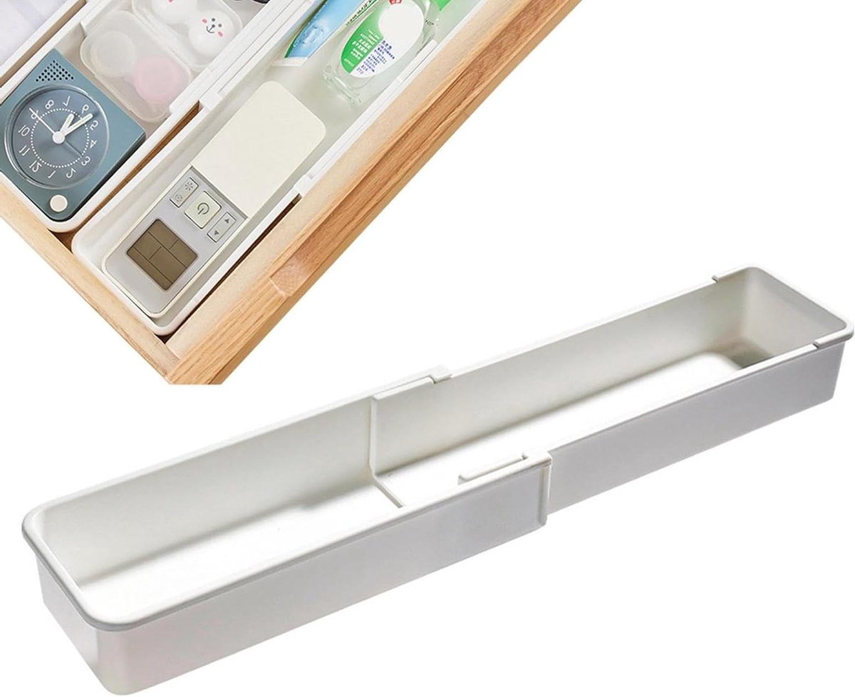 Lade Organizer - Bestekbak - Keuken Ordenen - Uitbreidbaar Ontwerp - 5.3 x 8.7 cm - Wit